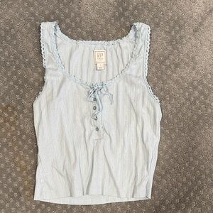 Gap x DOEN Light Blue Lace Trim Tank Top